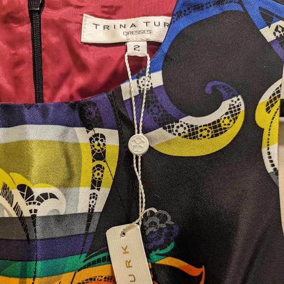 TRINA TURK 'Kudson' Multi Color Paisley Sleeveless Sheath Silk Blend Dress- 2 - Picture 8 of 9